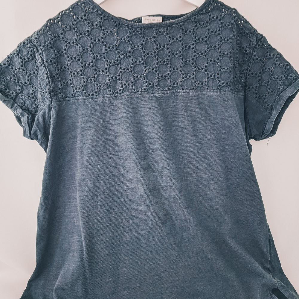 Grey Blue Zara Girls Tee